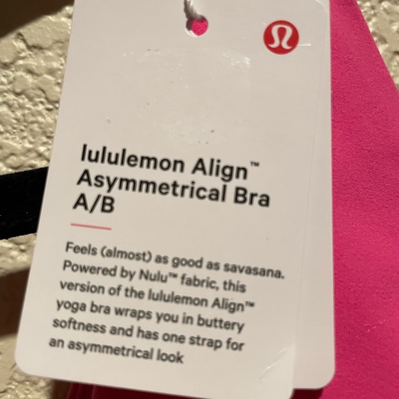 NWT Lululemon Align Asymmetrical Sports Bra  Sonic Pink Color Size 12 A/B - Picture 9 of 9